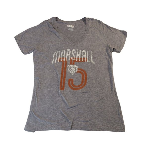 CHICAGO BEARS Shirt Women's Short Cap Sleeve V-Neck MARSHALL Gray 2XL - Picture 1 of 12